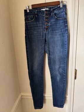 KanCan Dark Blue Curvy High-Rise Button-Fly Skinny Jeans Size 26